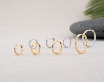 Kleine Ohrringe Set 2 oder 3 - Creolen Sterling Silber, kleine Ohrringe Gold, wasserdichte Creolen, zierlicher Schmuck für Mama