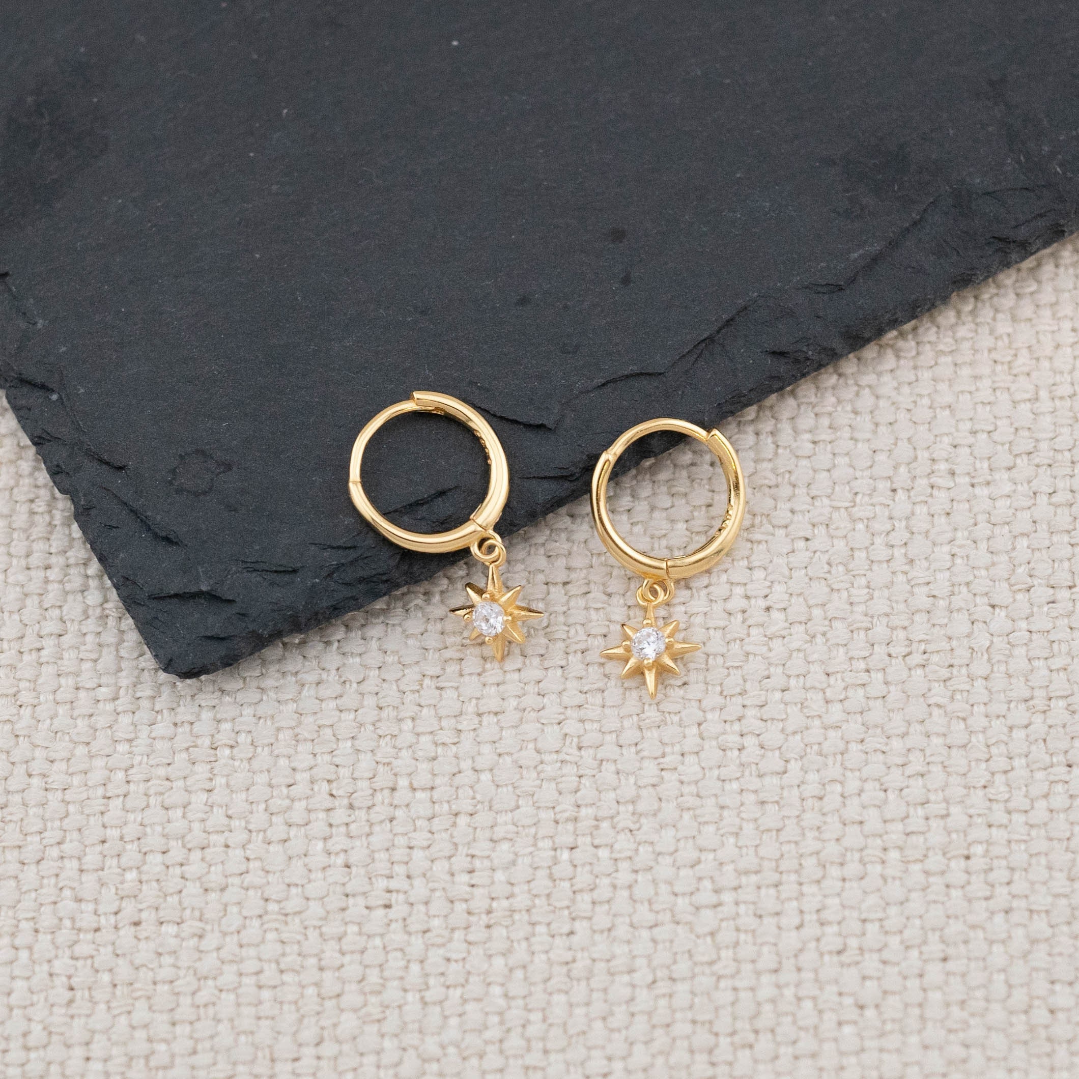 Celestial Minimalistic Earring, Tiny Huggie Hoop Earrings