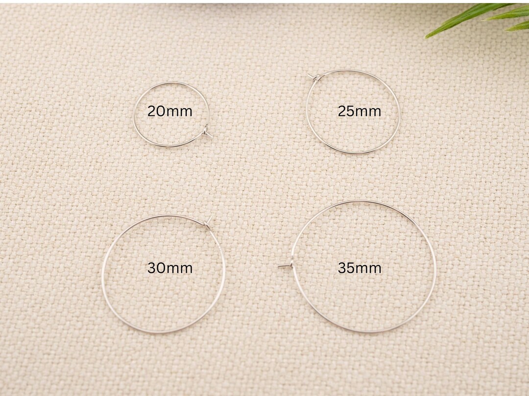 Thin Wire Hoop Earrings Solid 925 Sterling Silver Threader, 21 Gauge