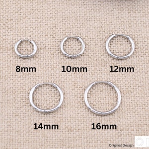 3 pairs silver hoop earrings set of 3 for multiple piercings, stacking layering set, non tarnish silver huggie mini hinged hoop gift for her image 2