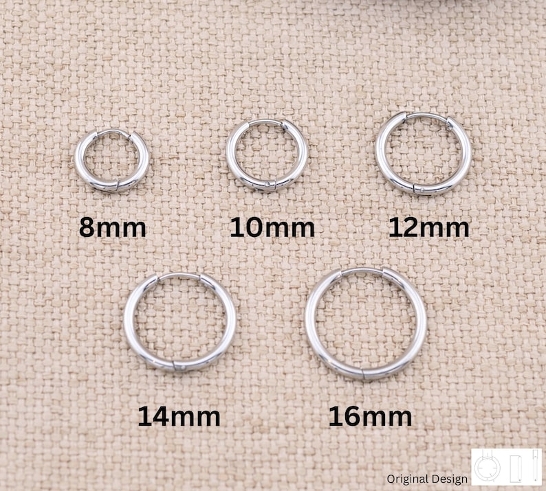 3 pairs silver hoop earrings set of 3 for multiple piercings, stacking layering set, non tarnish silver huggie mini hinged hoop gift for her image 2