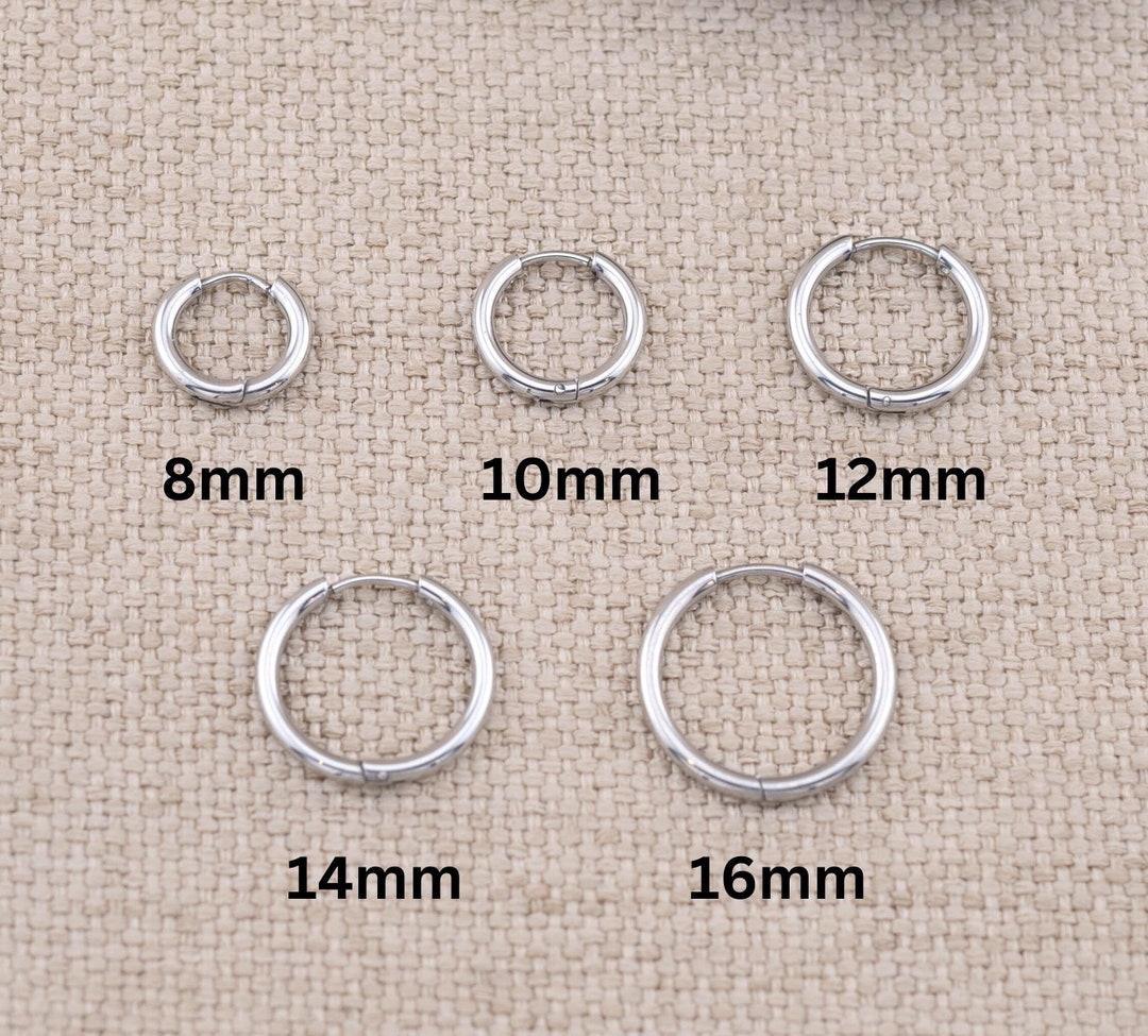 3 Pairs Silver Hoop Earrings Set of 3 for Multiple Piercings, Stacking