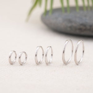 Tiny hoop earrings set of 2 or 3 pairs, Sterling silver huggies, small huggies, sleeper hoop 18 K gold, small gold hoops, stacking hoop set