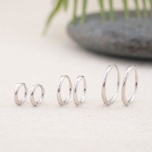 Tiny hoop earrings set of 2 or 3 pairs, Sterling silver huggies, small huggies, sleeper hoop 18 K gold, small gold hoops, stacking hoop set image 3