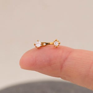 Tiny ear jacket earrings cz studs, dainty gold ear jacket, minimalistic earrings for everyday, giftful daughter Christmas, box gift small