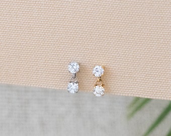 Flatback earring cartilage tiny piercing, 16 G flat back for conch piercing, tragus studs, boxed small gift, small cz everyday flatbacked