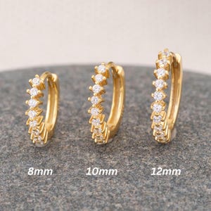 Tiny diamond seamless hoop, 14K gold fill pave huggies, cz hinged clicker, everyday huggy earring stack, second hole hoops for her giftful