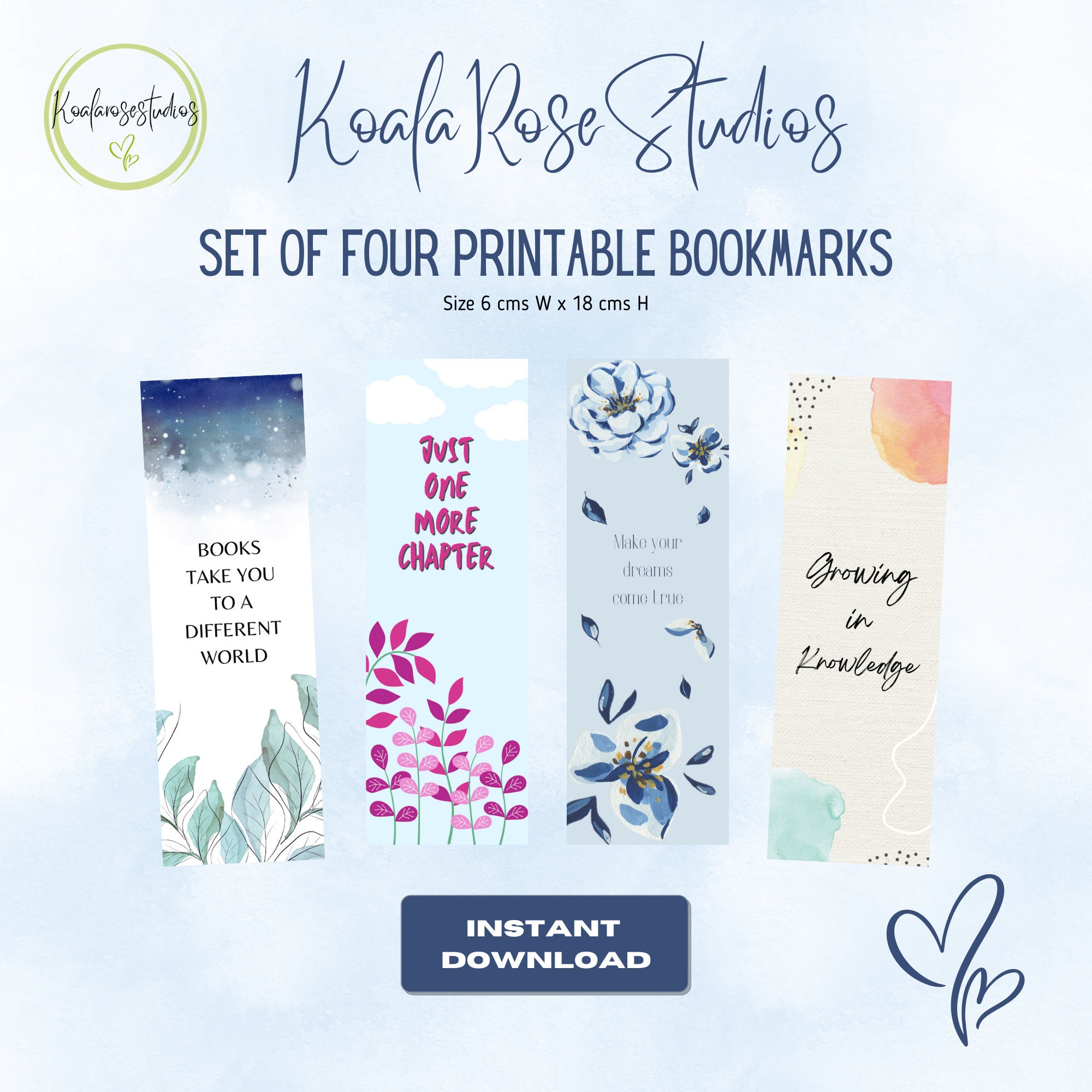 printable bookmarks digital download instant download etsy