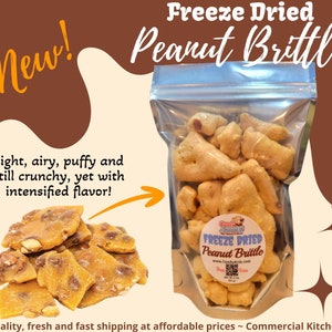 Freeze Dried Peanut Brittle Candy ~ Freeze Dried Candy ~ Large 3 oz. Resealable Bag ~ Made with Fresh Peanut Brittle ~ Personalized Gift