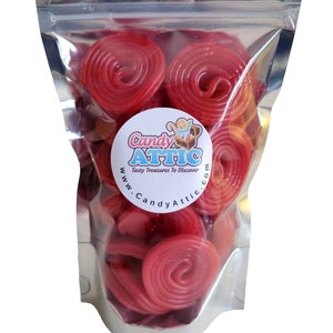 Strawberry Licorice Wheels ~ Red Licorice Wheels  ~ 9 Ounce Bag ~ Factory Fresh ~ Personalized Gift Label On Package ~ Candy Gift Idea