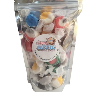 Salt Water Taffy ~ Numerous Flavors ~ Candy Pouch ~ 1/2 lb. Bag (8 oz) ~ Factory Fresh ~ Personalized Gift Label On Package ~ Fast Shipping
