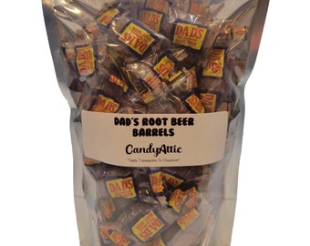 Dad's Root Beer Barrels Candy ~ Barrel Shaped Root Beer Candy ~ 9 Ounce Bag ~ Factory Fresh ~ Personalized Gift Label On Package