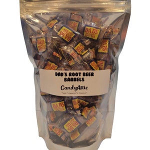 Dad's Root Beer Barrels Candy ~ Barrel Shaped Root Beer Candy ~ 9 Ounce Bag ~ Factory Fresh ~ Personalized Gift Label On Package