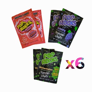 Original Pop Rocks Popping Candy ~ 6 Pack Value Bundle ~ Old Fashioned Novelty Candy ~  Popping Candy ~ Watermelon ~ Grape ~ Original Cherry