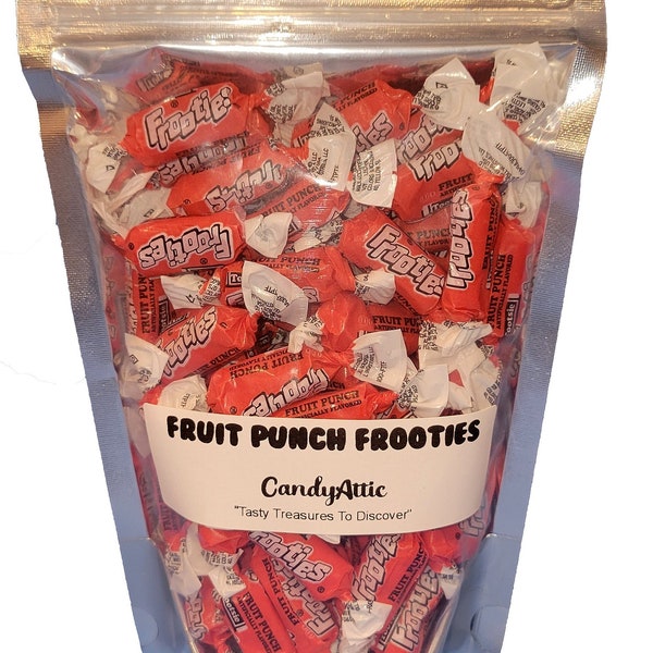 Candy Pouch Fruit Punch Frooties Candy ~ Fruit Punch Chews ~ 1/2 lb. Bag ~ Factory Fresh ~ Personalized Gift Label On Package ~ Fast Ship