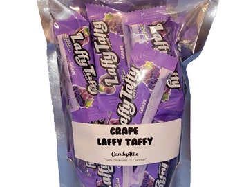 Grape Laffy Taffy Candy Pouch ~ Grape Taffy ~ 1/2 lb. Bag (24 pieces) ~ Factory Fresh ~ Personalized Gift Label On Package ~ Fast Shipping!