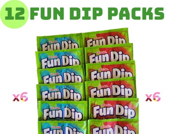 Original Lik-M-Aid Fun Dip Candy ~ 12 Pack Value Bundle ~ Raz Apple ~ Cherry Yum ~ Old Fashioned Novelty Candy  ~ Great Party Candy Gift!
