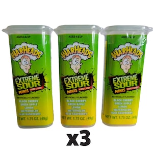 Warheads Extreme Sour Minis ~ Pack of 3 ~ Extreme Sour Candy ~ Tik Tok Candy ~ Candy Attic ~ Fast Shipping ~ Compare Our Prices & Save!