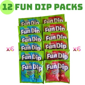 Original Lik-M-Aid Fun Dip Candy ~ 12 Pack Value Bundle ~ Raz Apple ~ Cherry Yum ~ Old Fashioned Novelty Candy  ~ Great Party Candy Gift!