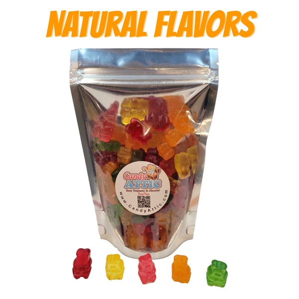 5 Natural Flavor Gummi Bears® ~ Gummy Bears Candy ~ 5 Flavors  ~ 10 Ounce Resealable Bag ~ Factory Fresh ~ Personalized Gift Label