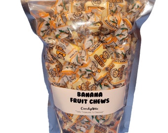 Albert's Banana Fruit Chews Candy Pouch ~ Banana Taffy ~ 1/2 lb. Bag (8 oz.) ~ Factory Fresh ~ Personalized Gift Label On Package ~Fast Ship