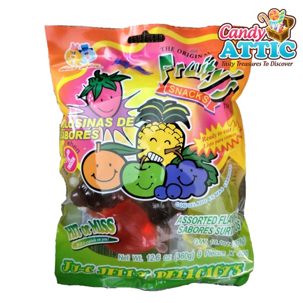 Din Don Fruity Ju-C Jelly Fruit Bites Candy Snacks ~ Juicy Jelly Candy ~ NEW ~ Tik Tok Candy ~ 9 Piece Bag ~ Compare Our Prices & Save!