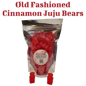 Cinnamon Juju Bears Candy ~ Old Fashioned Candy Favorite ~ 10 Ounce Bag  ~ Factory Fresh ~ Personalized Gift Label On Package