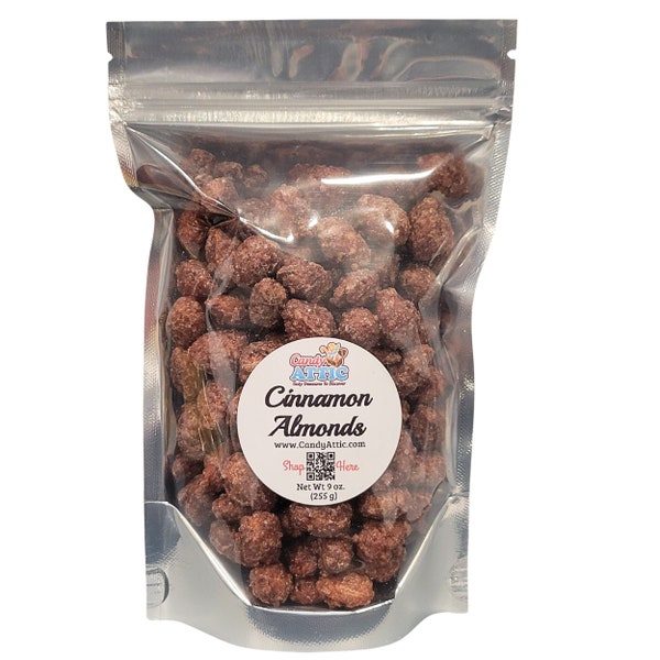 Cinnamon Almonds ~ Roasted Cinnamon Almonds ~ Large 9 Ounce Resealable Bag ~ Gift Idea ~ Nuts ~ Flavored Almonds ~ Compare Size & Price