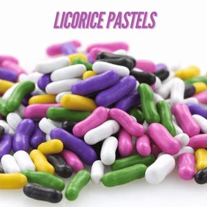 Licorice Pastels ~ Candy Coated Black Licorice  ~ 1 Lb. Bag ~ Factory Fresh ~ Free Personalized Gift Label Option ~ Candy Gift Idea