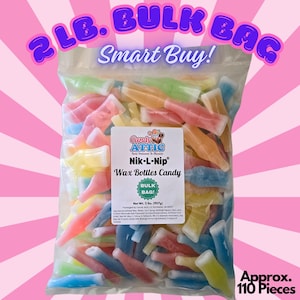 Old Fashioned Wax Sip Bottles ~ BULK 2 LB. BAG ~ Nik L Nip ~ Wax Bottles Candy ~ Candy Attic ~ Fast Shipping ~ Buy In Bulk & Save!