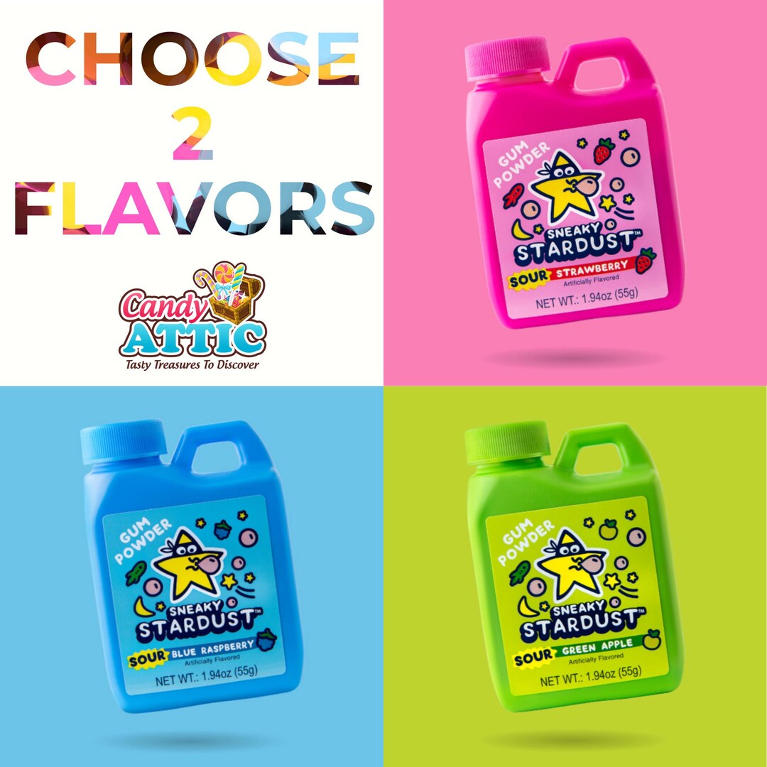 Sour Sneaky Stardust Powder Gum Pick 2 Flavors Green Apple Blue