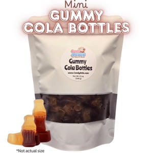 Mini Gummy Cola Bottles ~ Gummy Cola Candy ~ 13 oz Resealable Bag ~ Gummi Candy ~ Factory Fresh ~ Personalized Gift Label