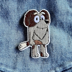 Bluey Iron on Patch, Bingo , Chilli, Embroidered, cartoon badge  Coco Pretzel Jack Bandit, Judo, Rusty. Bluey friends, blue heeler dog puppy