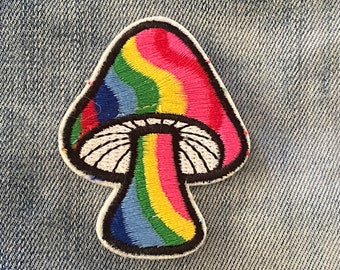 Mushroom Iron on Patch Hippy Retro Denim Jacket Patch psychedelic Mushroom Magic Mushroom Festival transfer for Jacket Applique Embroidered