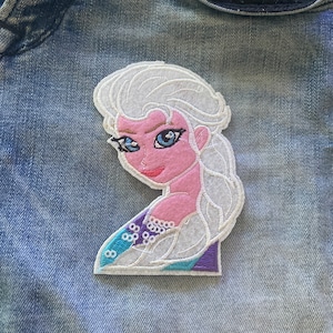 Elsa Iron on Patch uit bevroren film voor Denim Jacket Comic Patch Festival transfer kinderen cartoon patch Applique Geborduurde patch