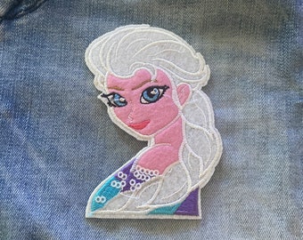 Elsa Iron on Patch uit bevroren film voor Denim Jacket Comic Patch Festival transfer kinderen cartoon patch Applique Geborduurde patch