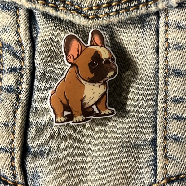 French Bulldog Pin, Cute Frenchie  Badge, Lapel pin brooch, Kawaii pins, puppy dog gift for jackets jeans hat bag bandanas