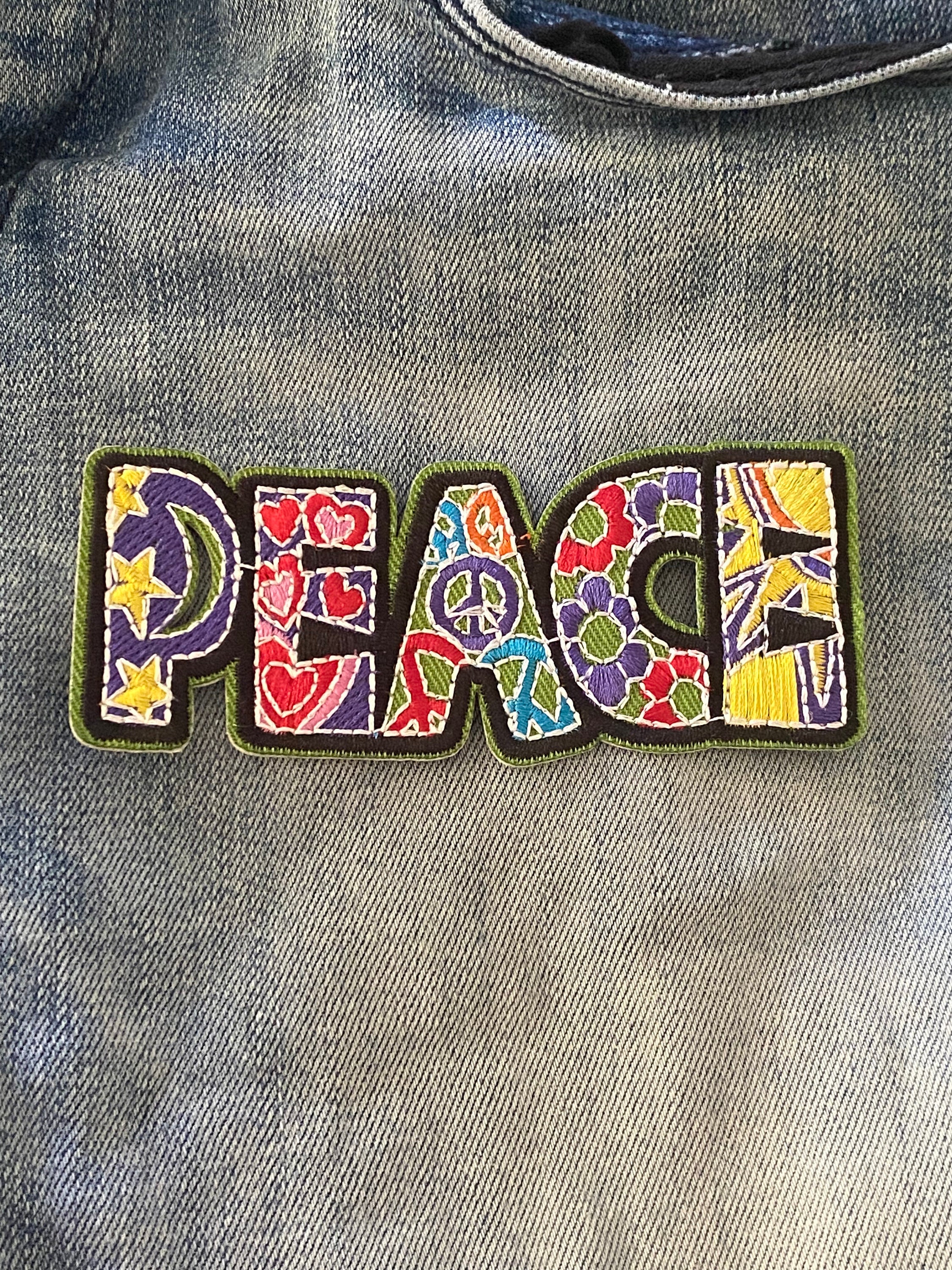 Iron on Patch Peace Hippy Patch Retro Denim Jacket Patch  Festival transfer for Jacket Applique Embroidered Badge pin patch badge