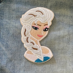 Elsa opstrijkbare patch van bevroren film voor spijkerjasje Comic Patch Festival transfer kids cartoon patch Applique geborduurde patch
