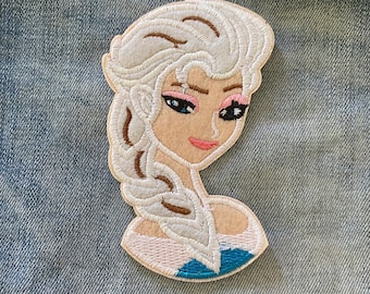 Elsa opstrijkbare patch van bevroren film voor spijkerjasje Comic Patch Festival transfer kids cartoon patch Applique geborduurde patch