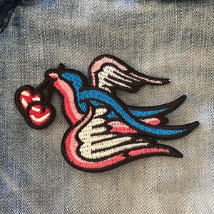 Iron on Patch Swallow bird Patch swallows sailor bird patch Denim jacket Patch Applique festival Patch Iron on transfer patches for jacket