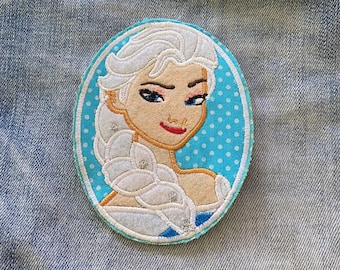 Toppa termoadesiva Elsa Principessa Elsa dal film Frozen per giacca di jeans, toppa con fumetto, toppa per bambini, applicazione ricamata