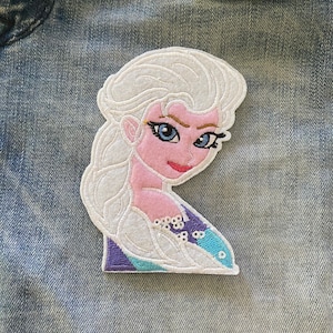 Opstrijkpatch Elsa from frozen voor spijkerjasje Comic Patch Festival transfer kids cartoon patch Applique geborduurde patch