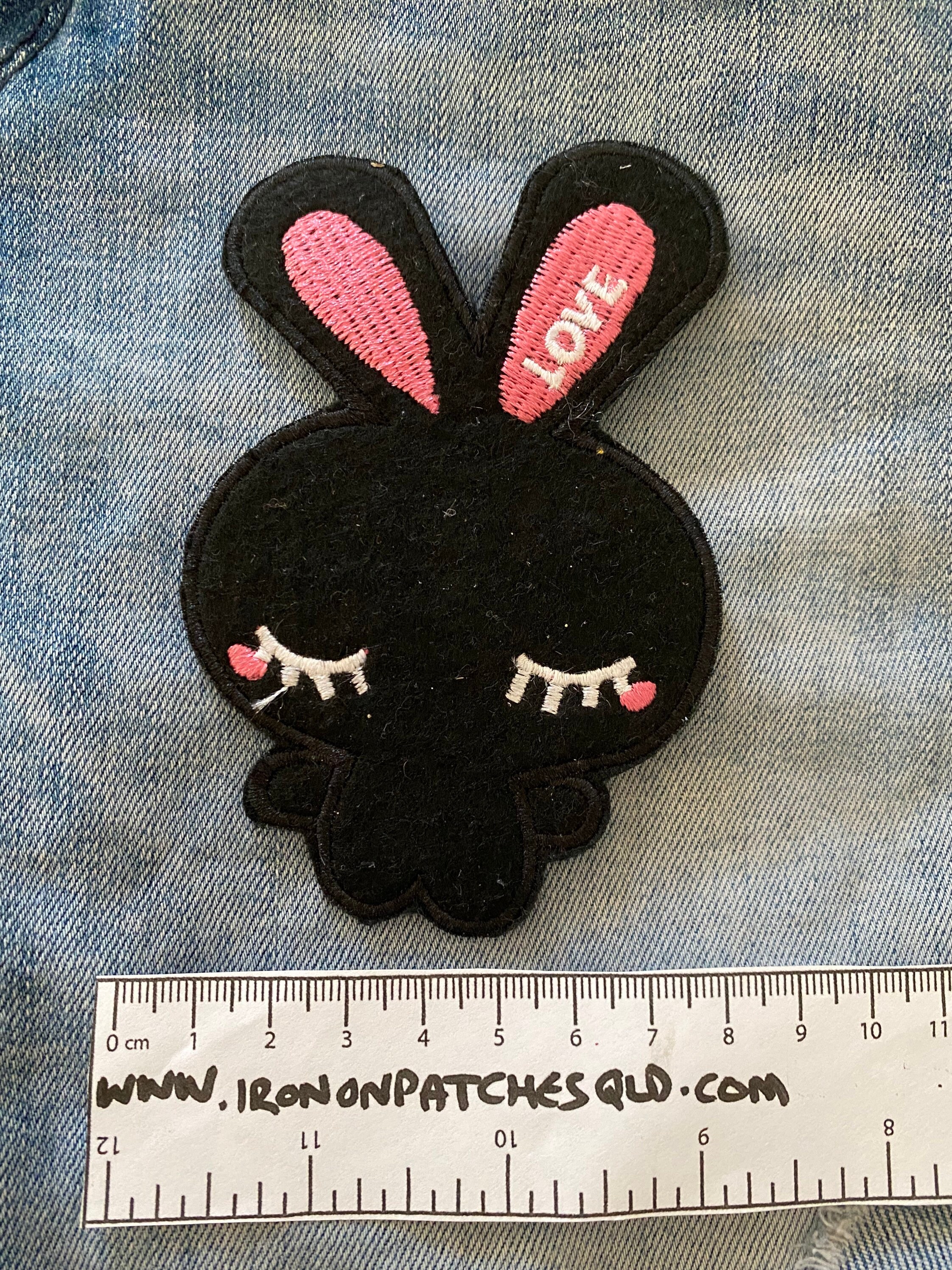 White Black Bunny Rabbit Love Iron Patch Cute Bunny Patch Denim Jacket ...