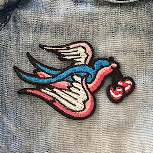Iron on Patch Swallow bird Patch swallows sailor bird patch Denim jacket Patch Applique festival Patch Iron on transfer patches for jacket