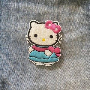 Kitty Character cat Iron on Patch for Denim Jacket kitty Patch Festival transfer hello kitty cosplay  costume Applique Embroidered patch pin
