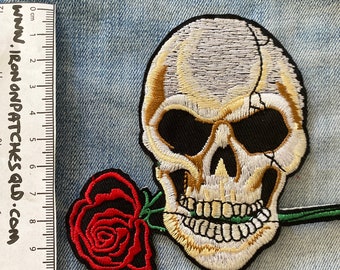 Custom White Single Rose Embroidered Iron On/Sew Patch [5" * 4"] [Made In USA