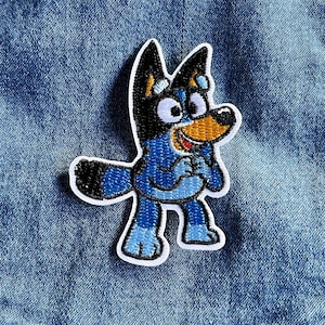 Bluey Iron on Patch, Bingo , Chilli, Embroidered, cartoon badge  Coco Pretzel Jack Bandit, Judo, Rusty. Bluey friends, blue heeler dog puppy