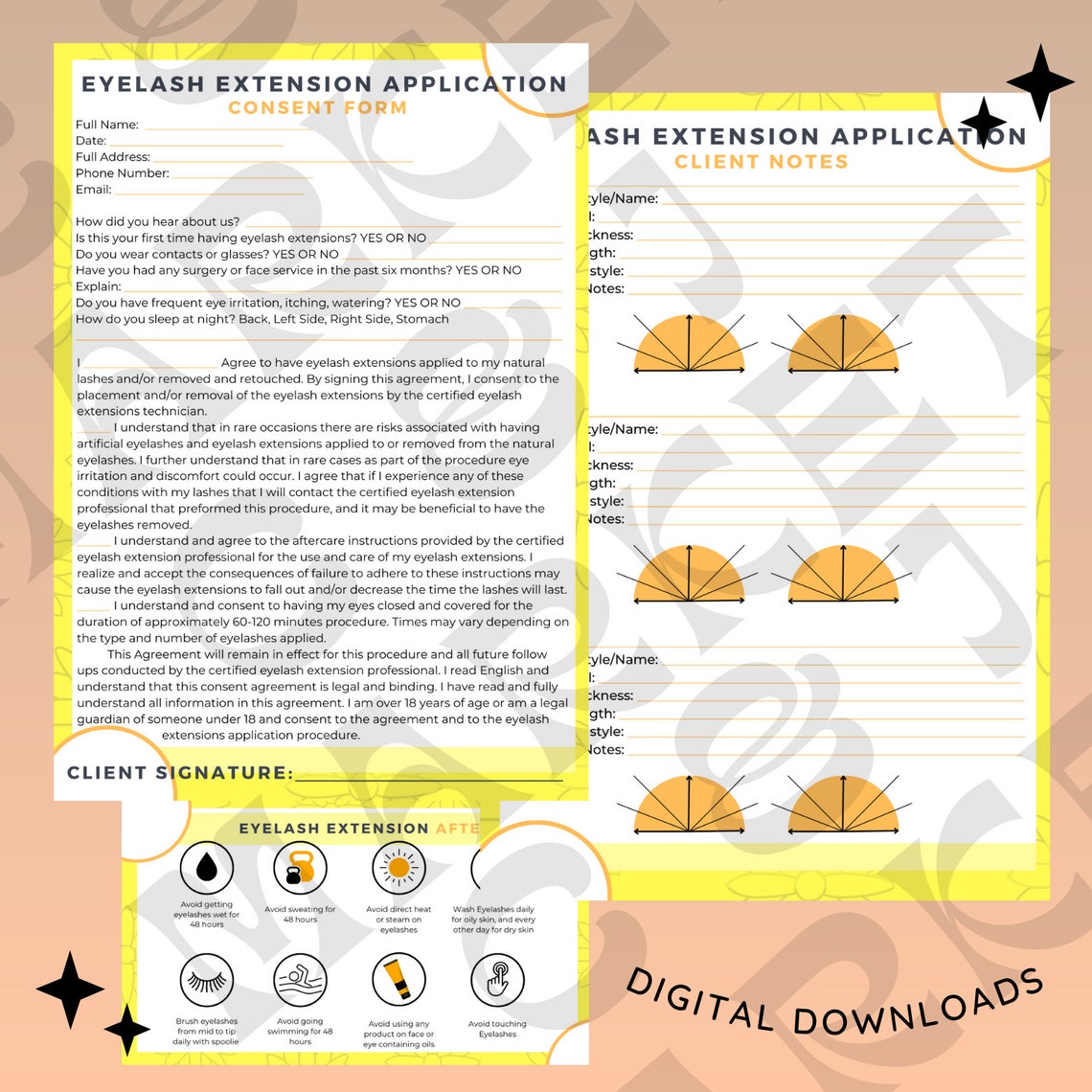 Eyelash Extension Forms, Client Consent Form, Client Notes Form ...
