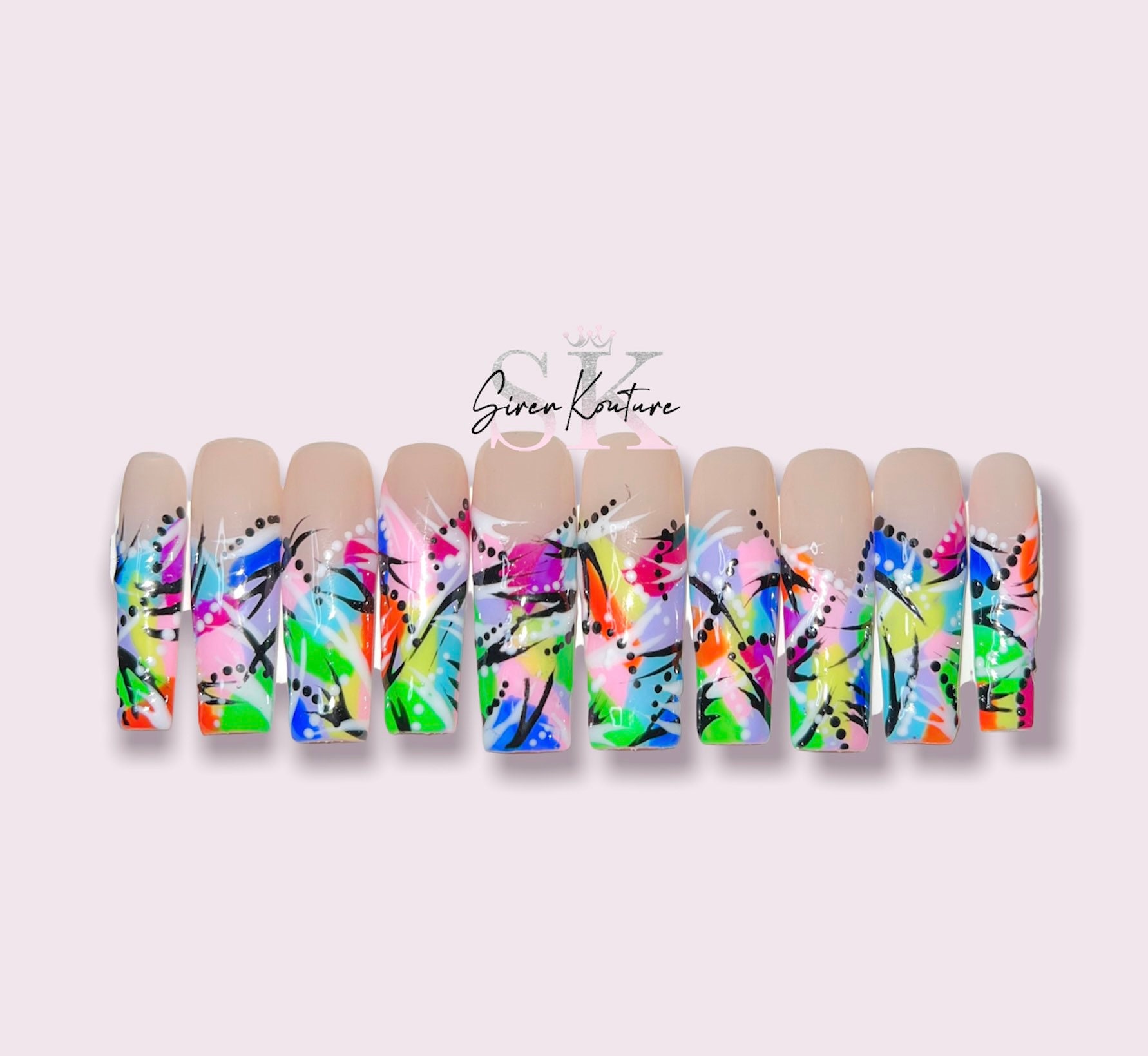 90s Press on Nails Freaknik Nails 90s Nails Rainbow | Etsy Hong Kong